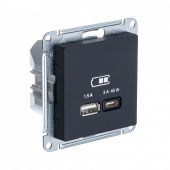 ATLASDESIGN USB РОЗЕТКА A + тип-C 45W высокоскор.заряд. QC, PD, механизм, КАРБОН